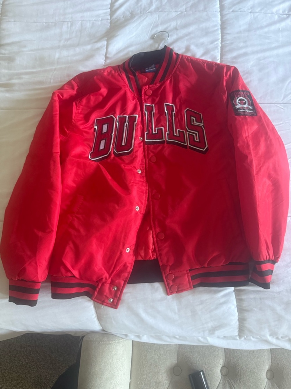 NBA Red and Black Quilted Satin Jacket